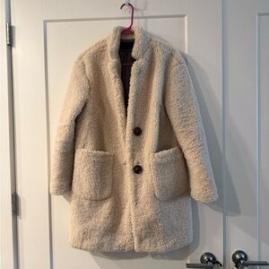 Banana Republic Cream Teddy Coat Mid-Length